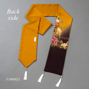 Narrow shawl 3 tassels "Flowers" F-21